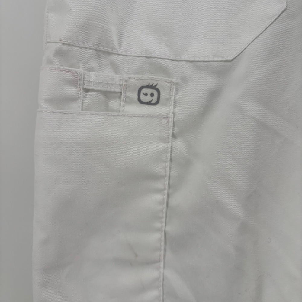Good WonderWink WonderWORK Women Scrub Pant Small White Cargo Drawstring Elastic